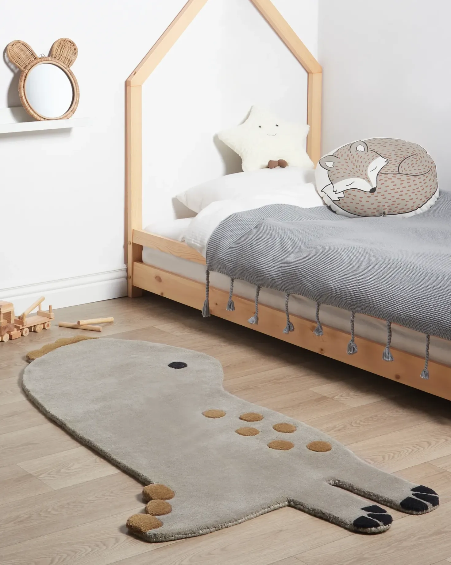 Tappeto per bambini DINO Grigio 100 x 160 cm Lana