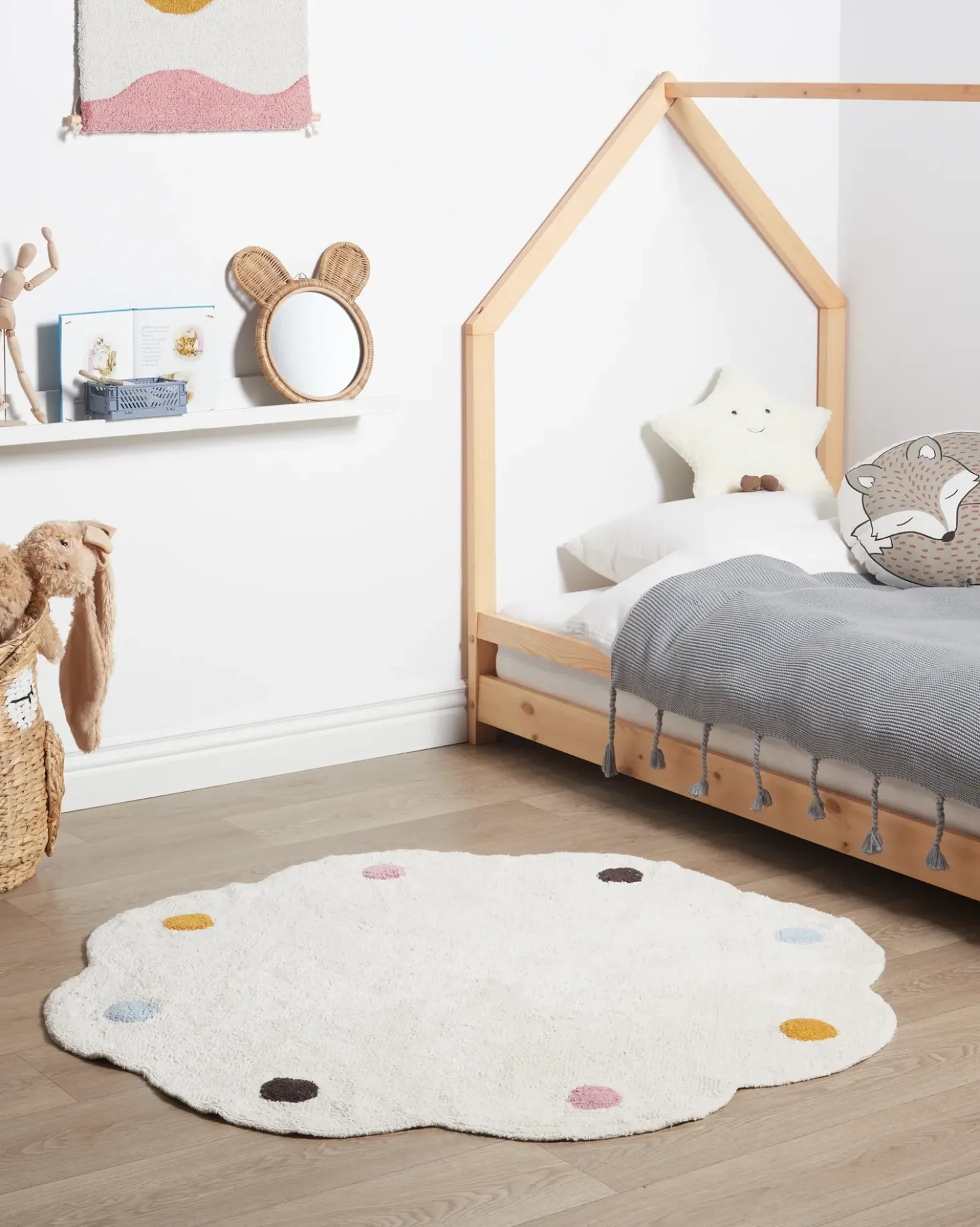 Tappeto per bambini DUREVI Beige chiaro ø 120 cm Cotone