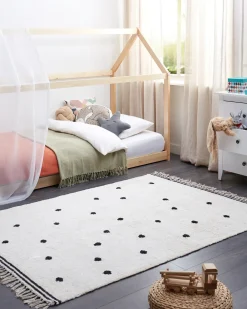 Tappeto per bambini LAZA Bianco sporco 140 x 200 cm Cotone