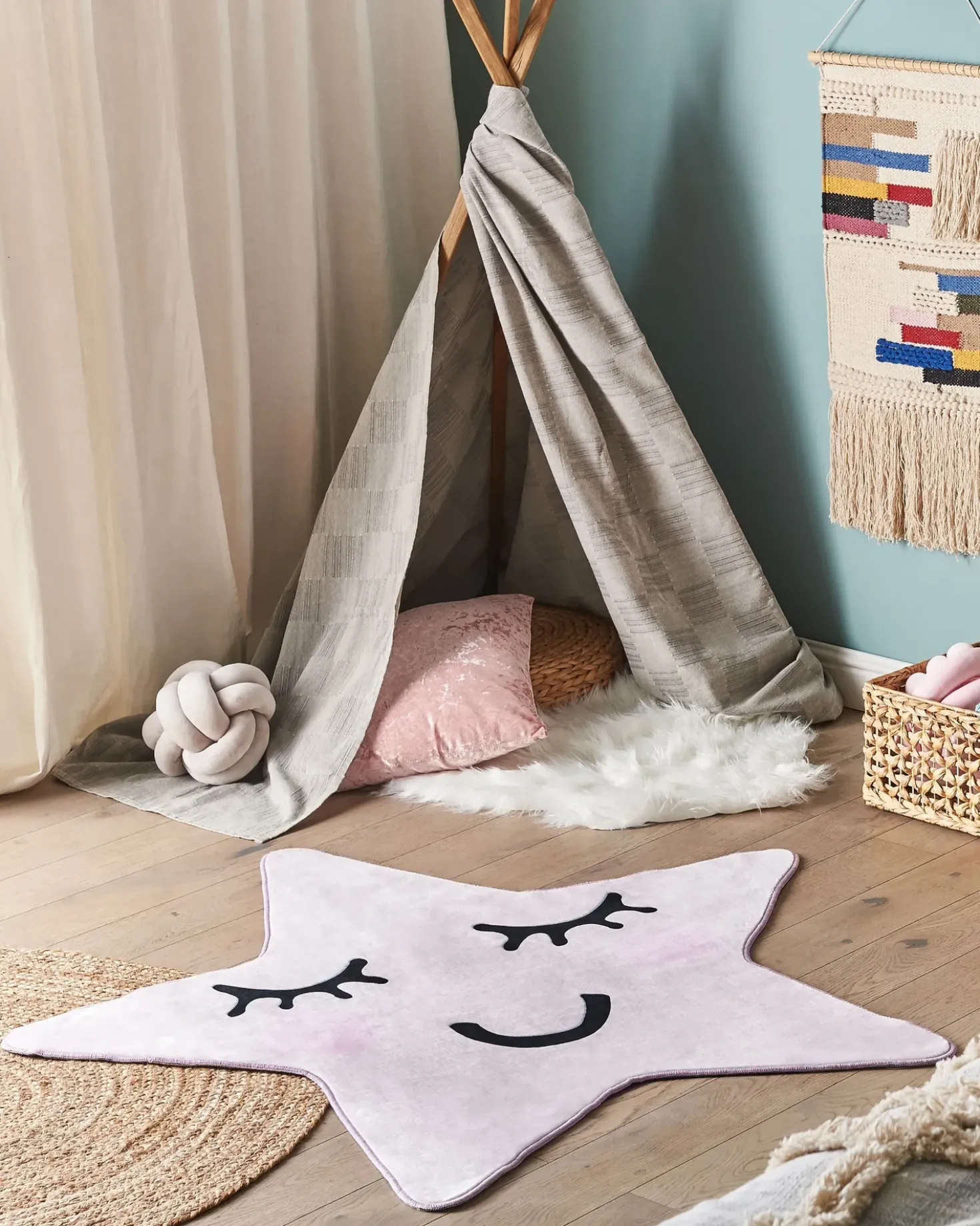 Tappeto per bambini SIRIUS Rosa pastello 120 x 120 cm