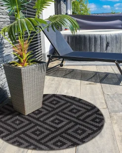 Tappeto per esterni AJMER Nero ø 120 cm