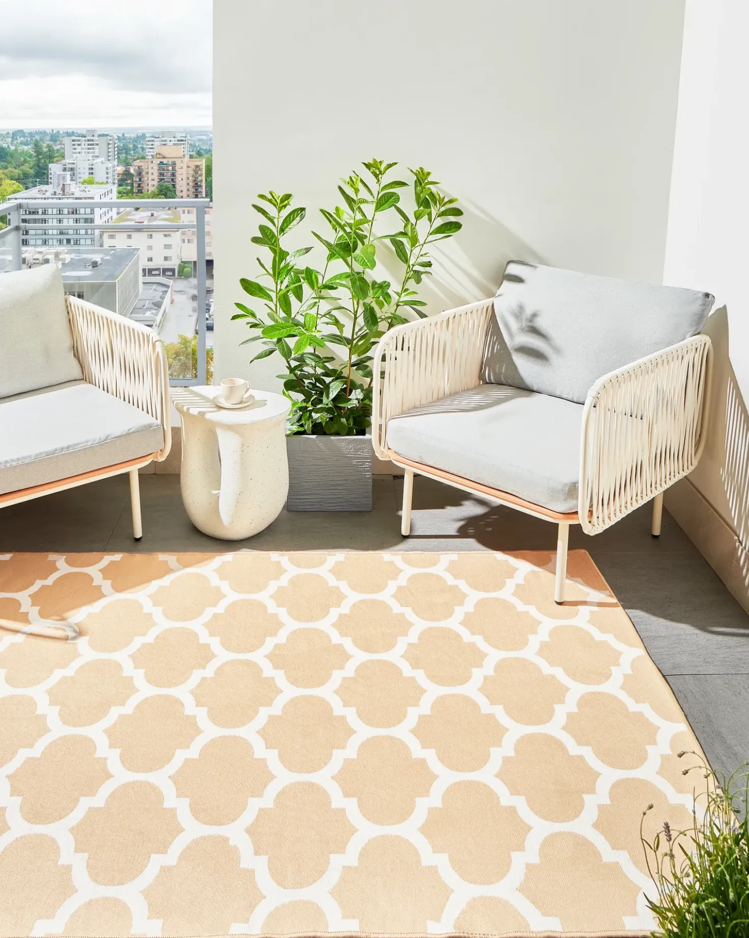 Tappeto per esterni AKSU Beige 140 x 200 cm Reversibile