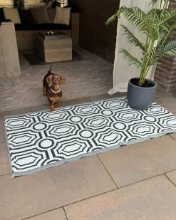 Tappeto per esterni BIDAR Nero 90 x 180 cm Reversibile
