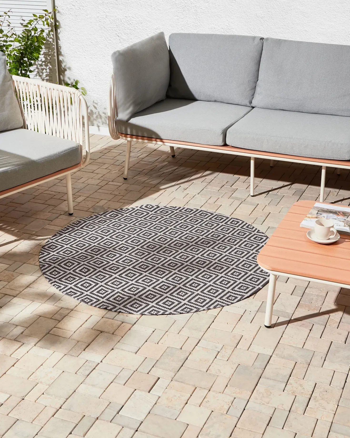 Tappeto per esterni THRISSUR Grigio ø 120 cm