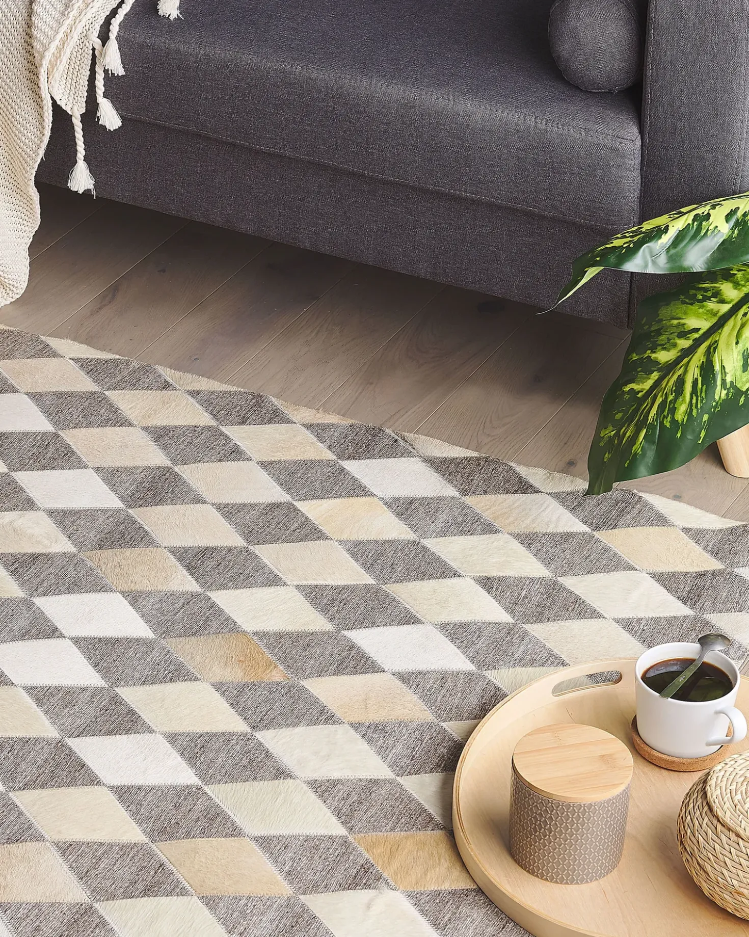 Tappeto SESLICE Beige 160 x 230 cm Pelle naturale