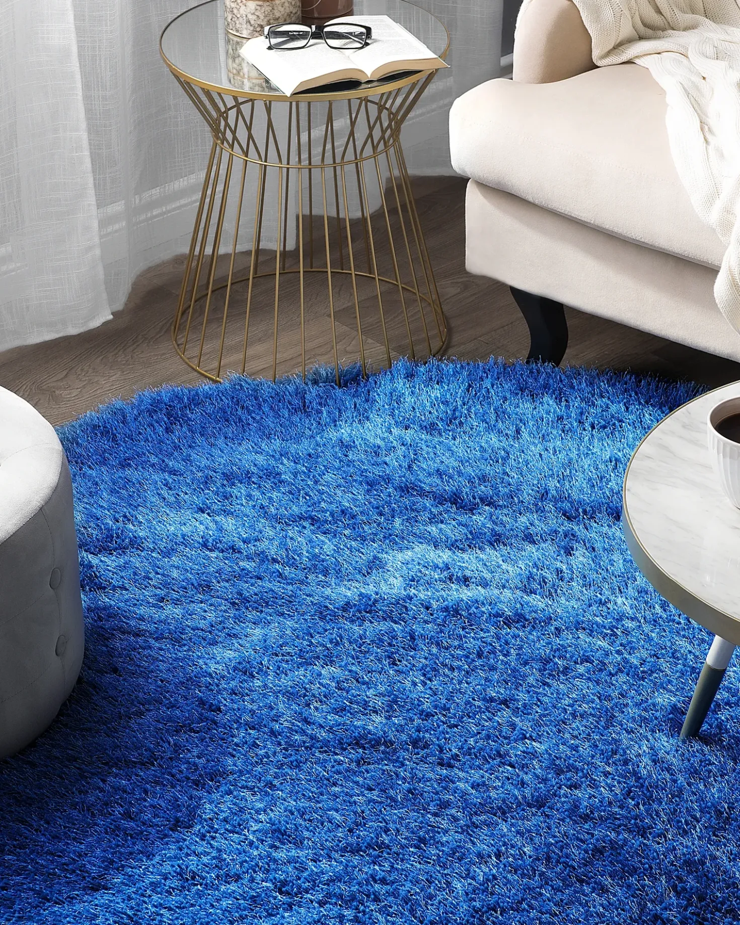 Tappeto Shaggy CIDE Blu ø 140 cm