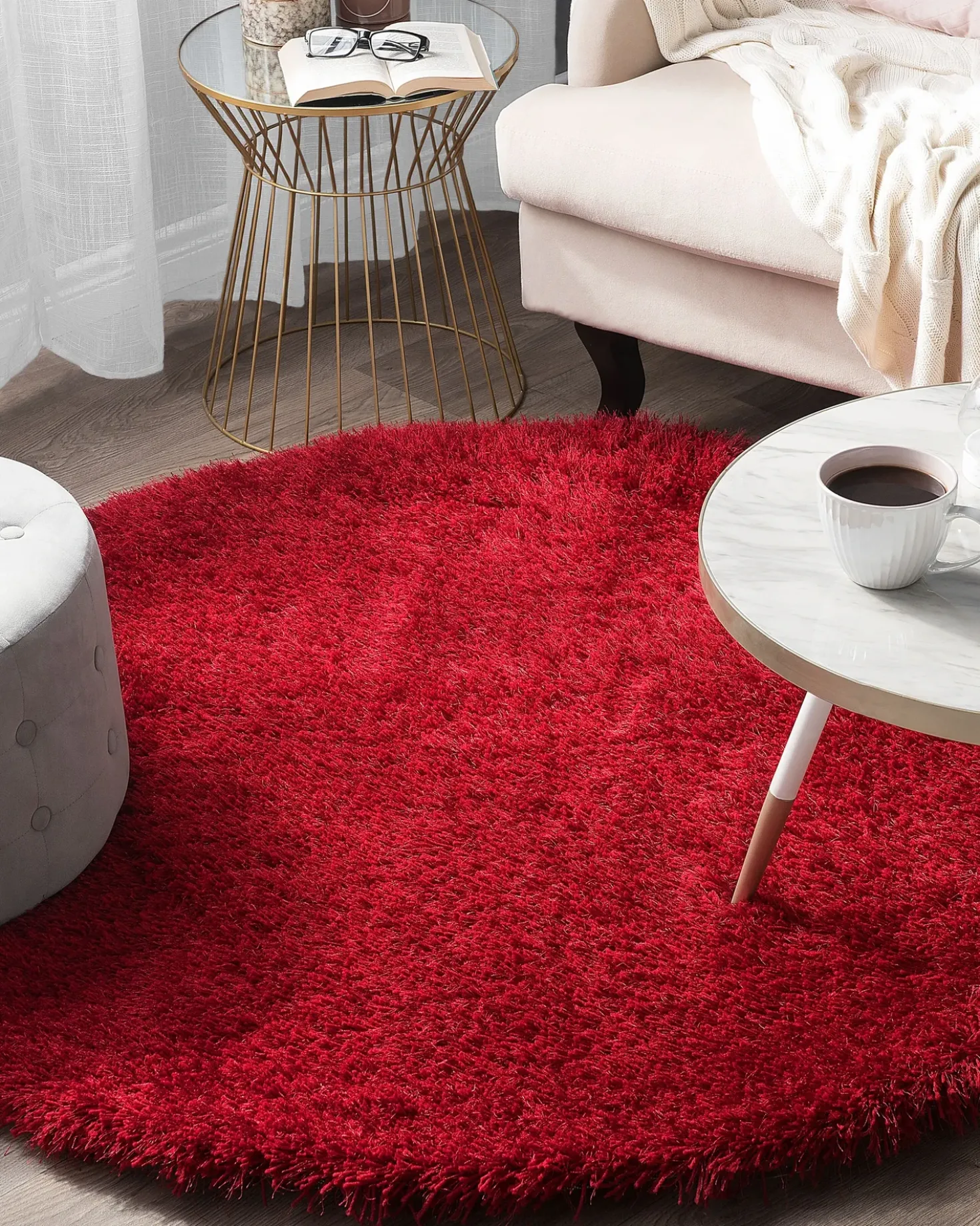 Tappeto Shaggy CIDE Rosso ø 140 cm