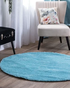 Tappeto Shaggy DEMRE Azzurro ø 140 cm