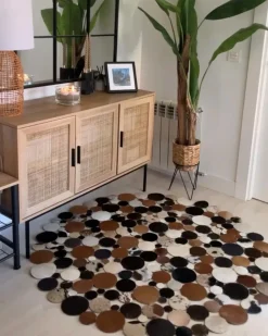 Tappeto SORGUN Marrone dorato ø 140 cm Pelle naturale