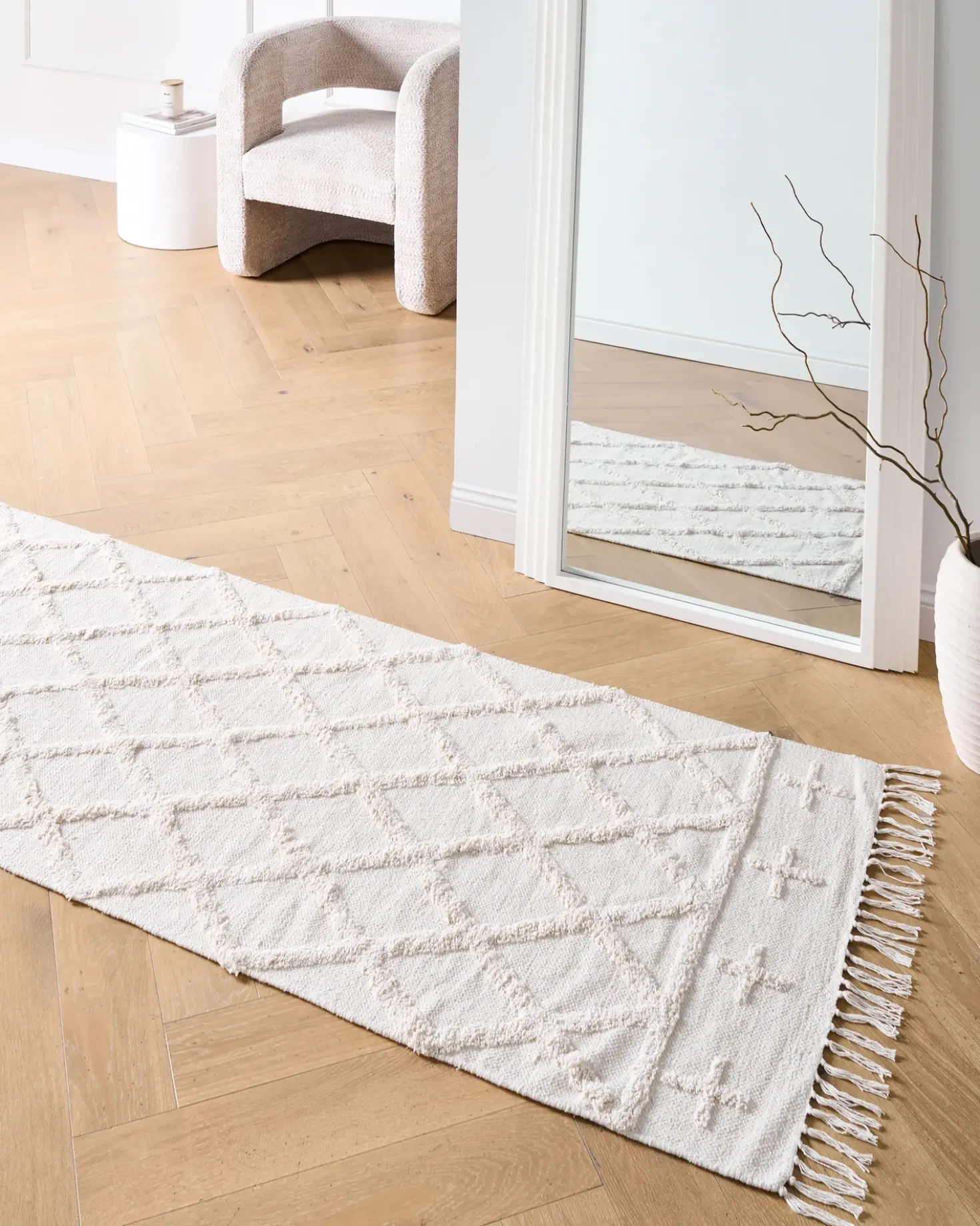 Tappeto TOZLU Beige 80 x 230 cm Cotone