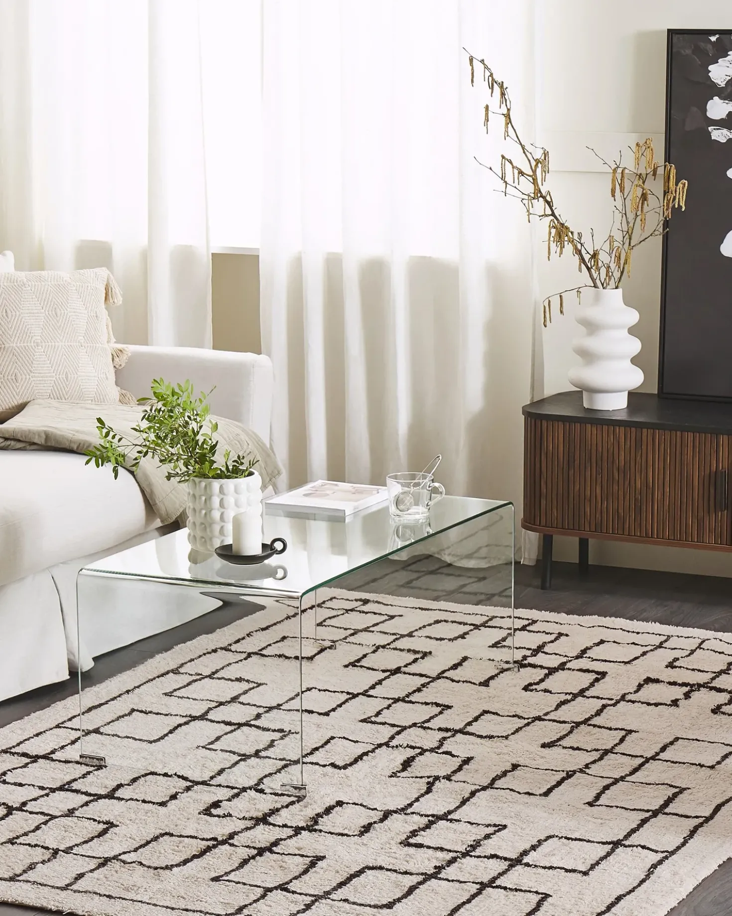 Tappeto TURHAL Beige 160 x 230 cm Cotone