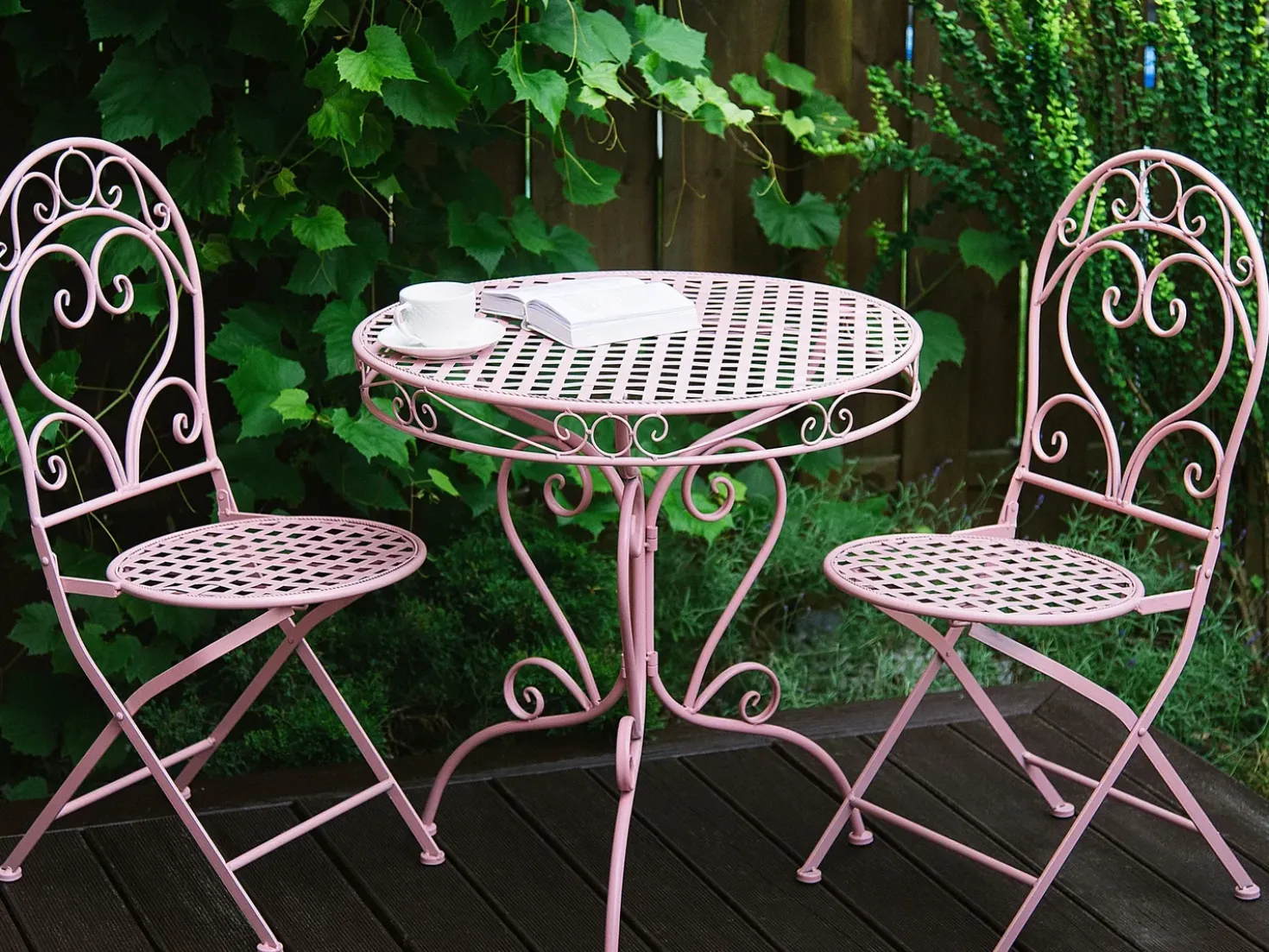 Tavolino Bistrot ALBINIA 70 cm 70 cm Metallo Rosa
