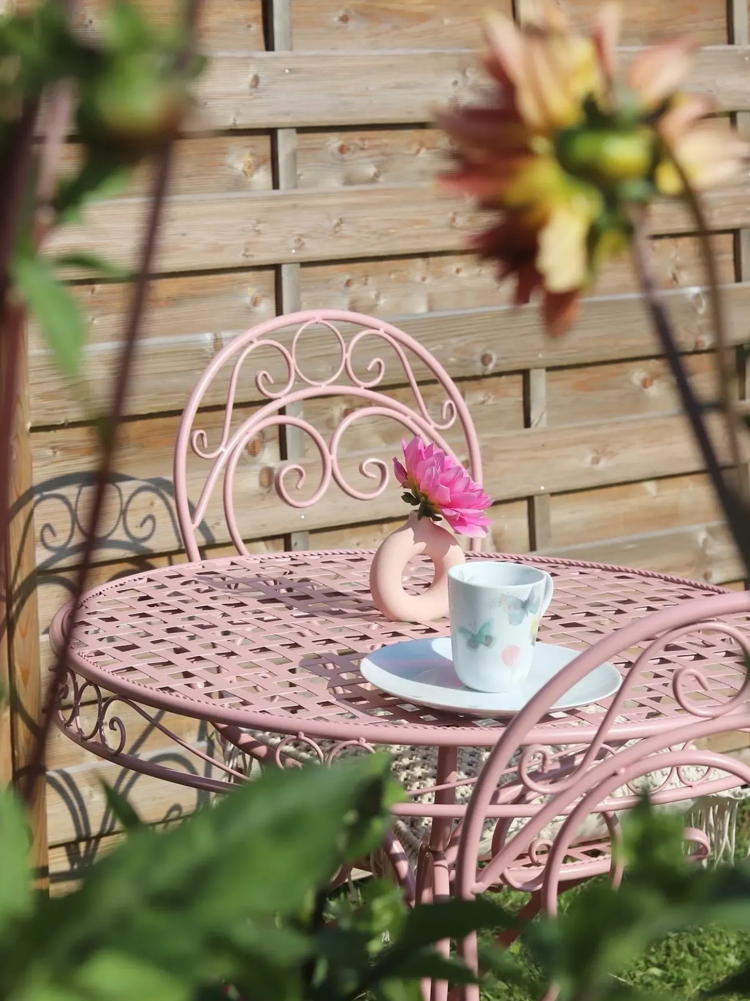 Tavolino Bistrot ALBINIA 70 cm 70 cm Metallo Rosa