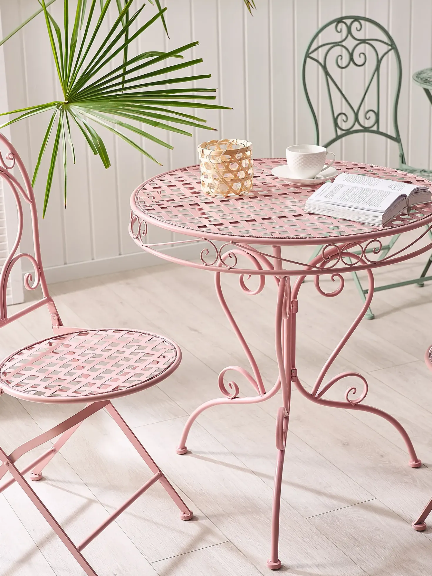 Tavolino Bistrot ALBINIA 70 cm 70 cm Metallo Rosa