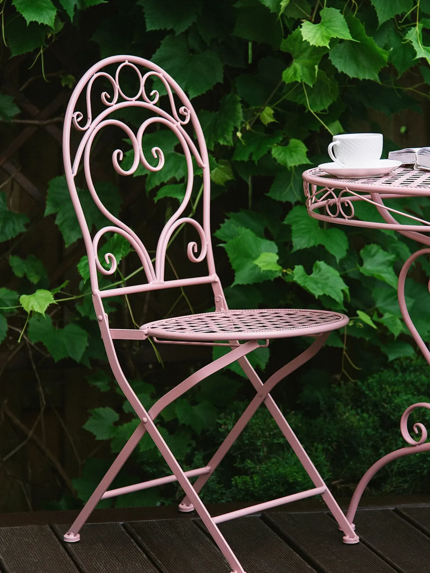 Tavolino Bistrot ALBINIA 70 cm 70 cm Metallo Rosa