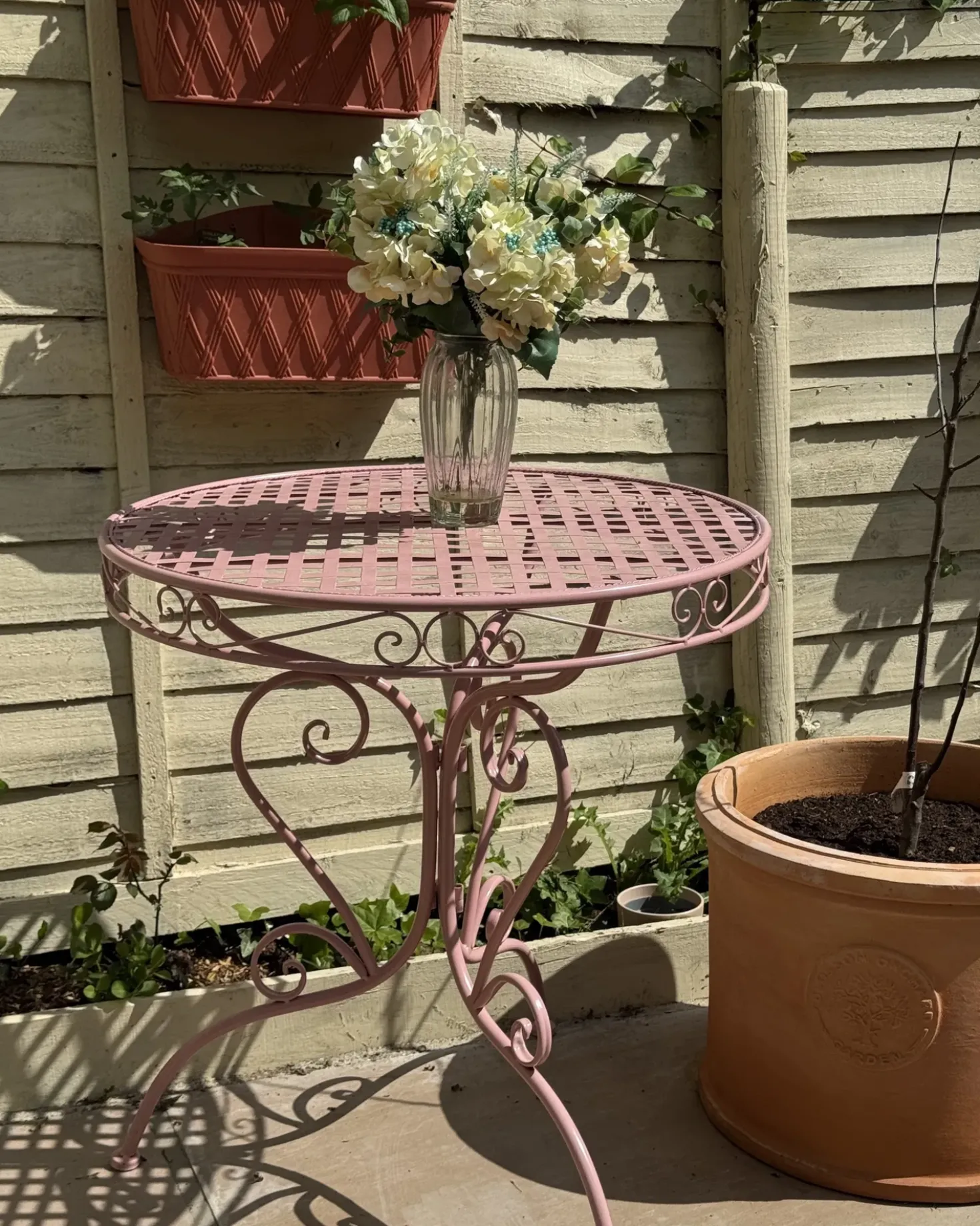 Tavolino Bistrot ALBINIA 70 cm 70 cm Metallo Rosa