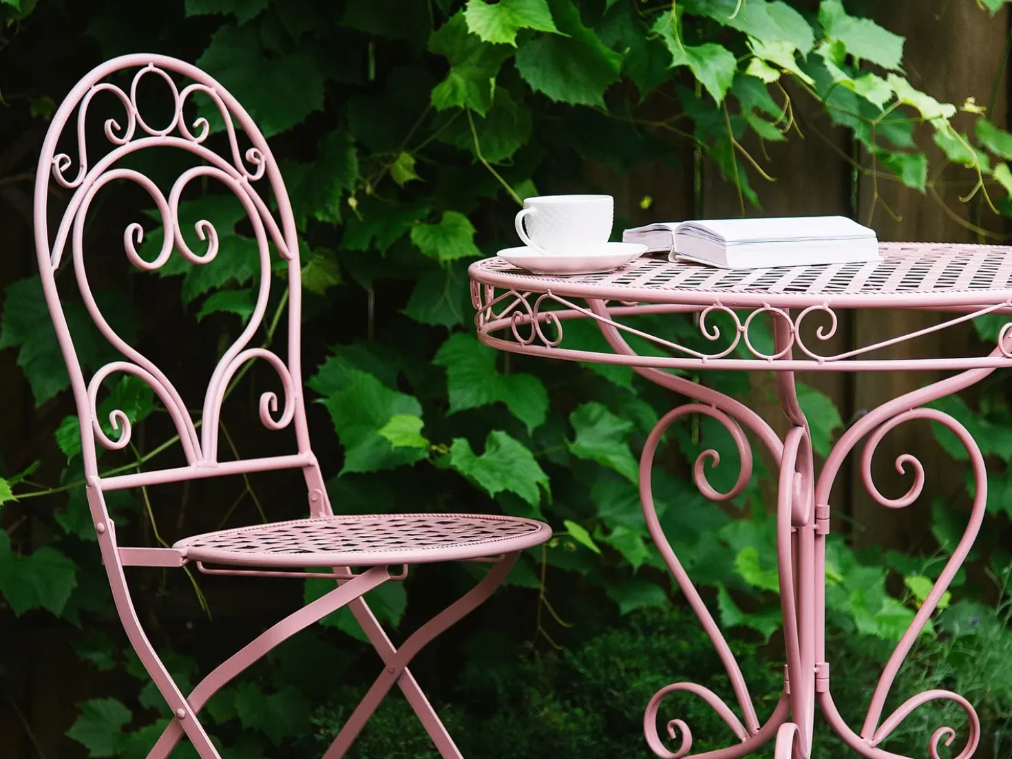 Tavolino Bistrot ALBINIA 70 cm 70 cm Metallo Rosa