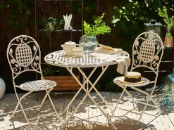 Tavolino Bistrot BIVIO 90 cm 90 cm Metallo Bianco sporco