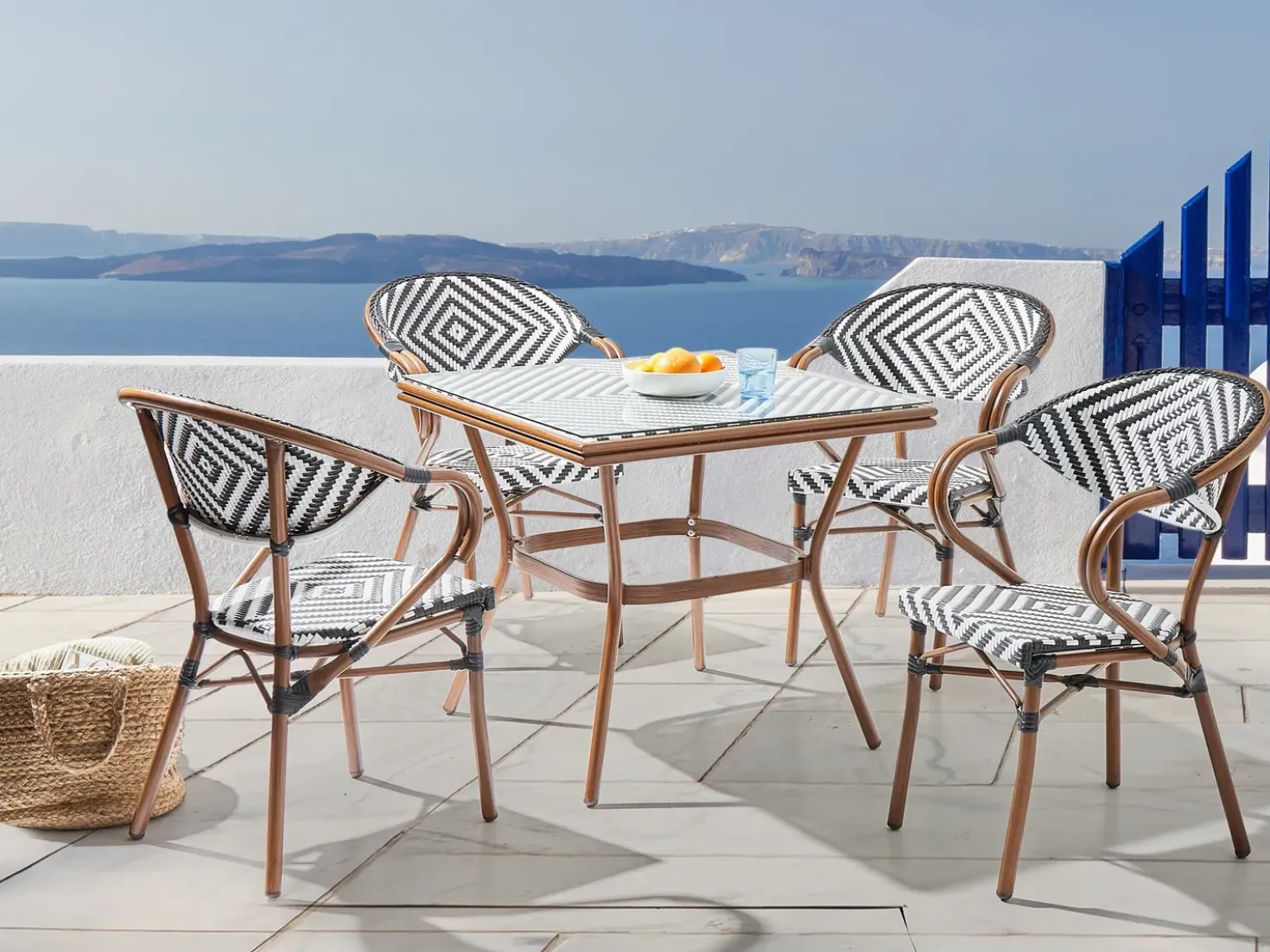 Tavolino Bistrot CASPRI 80 cm 80 cm Vetro Nero/Bianco