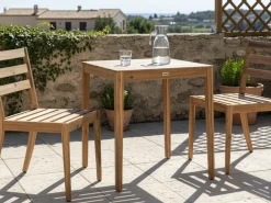 Tavolino Bistrot CHIOGGIA 70 cm 70 cm Legno di acacia certificato Marrone chiaro