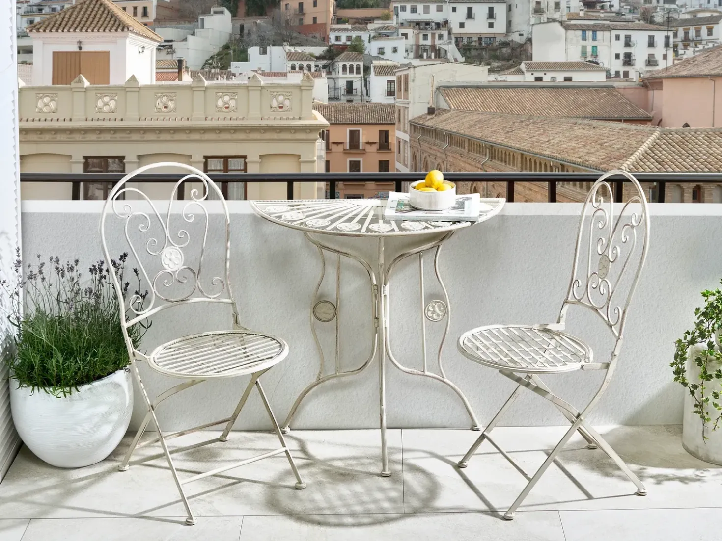 Tavolino Bistrot COGGIA 80 cm 37 cm Metallo Beige chiaro