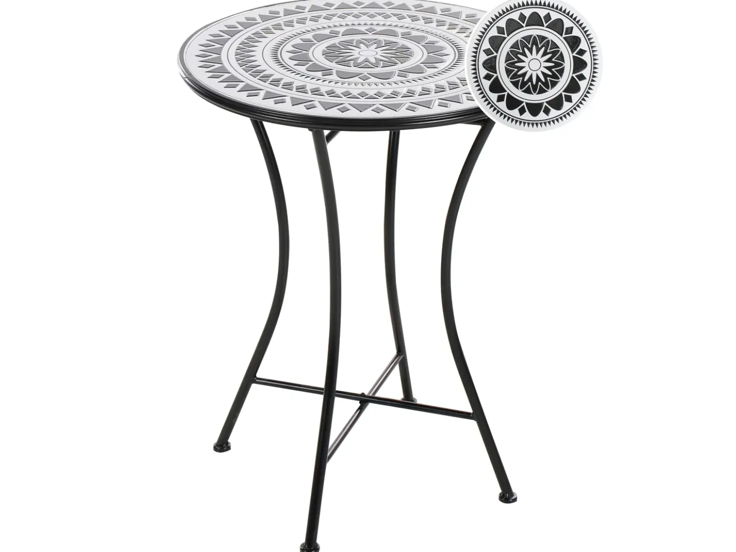 Tavolino Bistrot COMISO 60 cm 60 cm Metallo Nero/Bianco