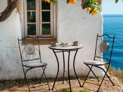 Tavolino Bistrot COMISO 60 cm 60 cm Metallo Nero/Bianco