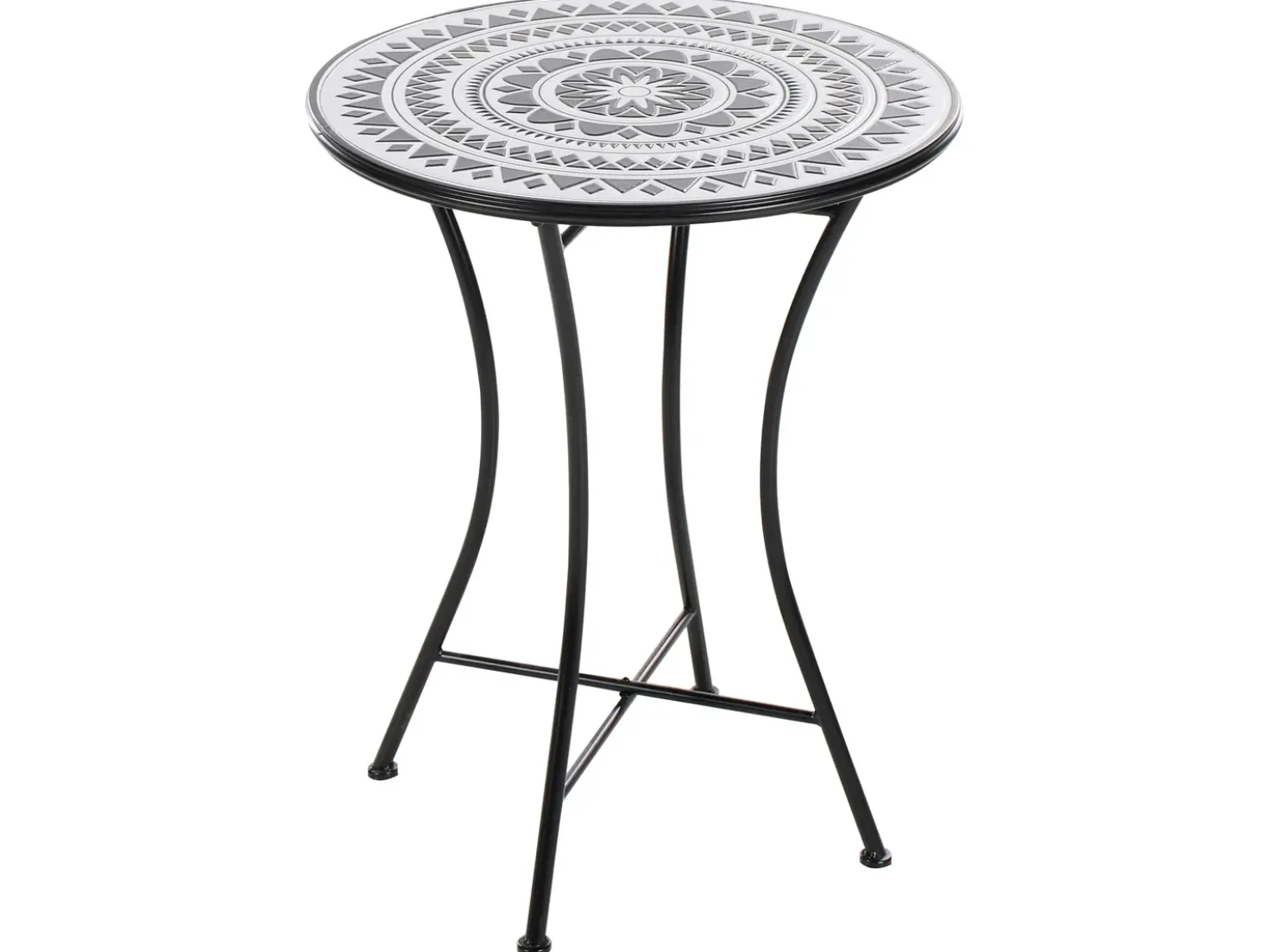 Tavolino Bistrot COMISO 60 cm 60 cm Metallo Nero/Bianco