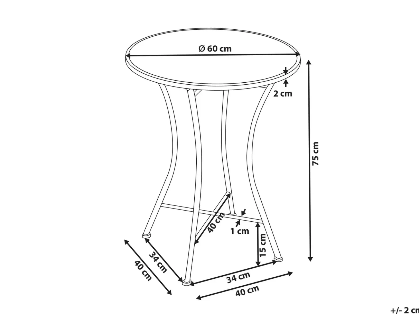 Tavolino Bistrot COMISO 60 cm 60 cm Metallo Nero/Bianco