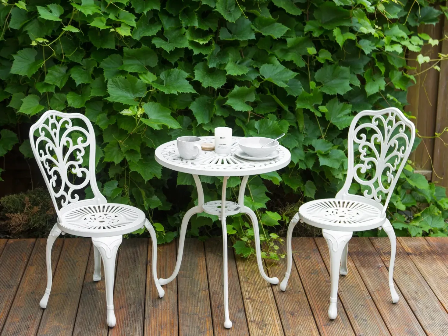 Tavolino Bistrot DASCIO 61 cm 61 cm Metallo Bianco sporco