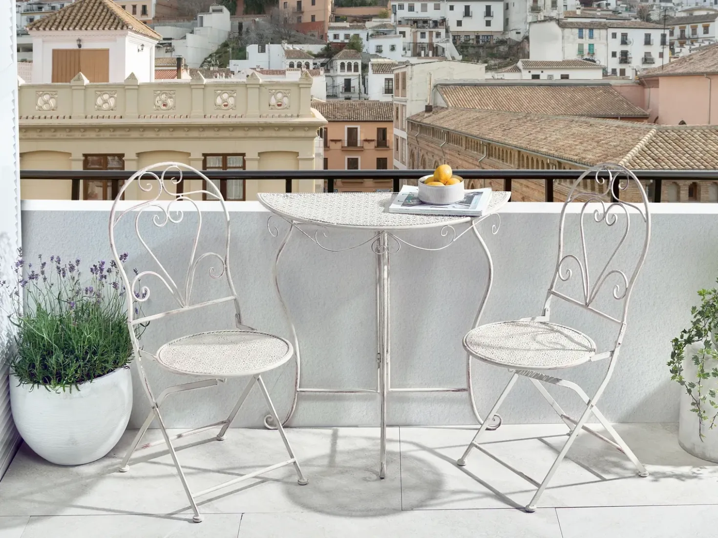 Tavolino Bistrot FOLELLI 80 cm 36 cm Metallo Beige chiaro