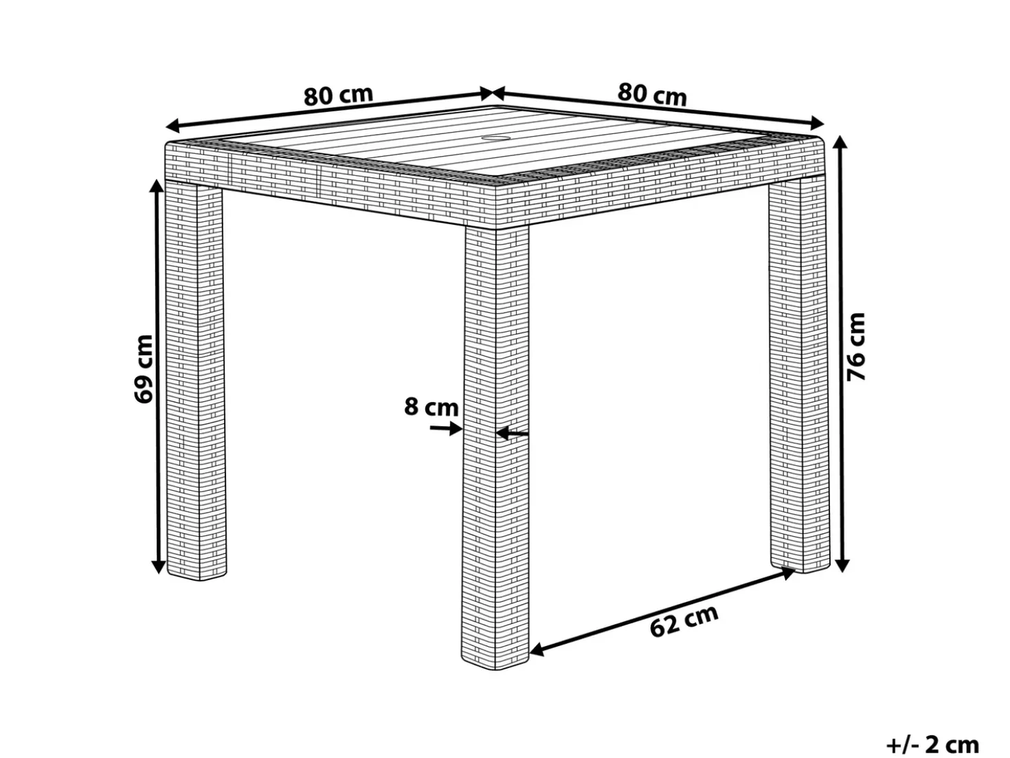 Tavolino Bistrot FOSSANO 80 cm 80 cm Bianco