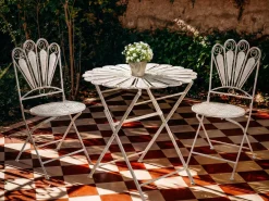 Tavolino Bistrot PAVIA 71 cm 71 cm Metallo Bianco sporco