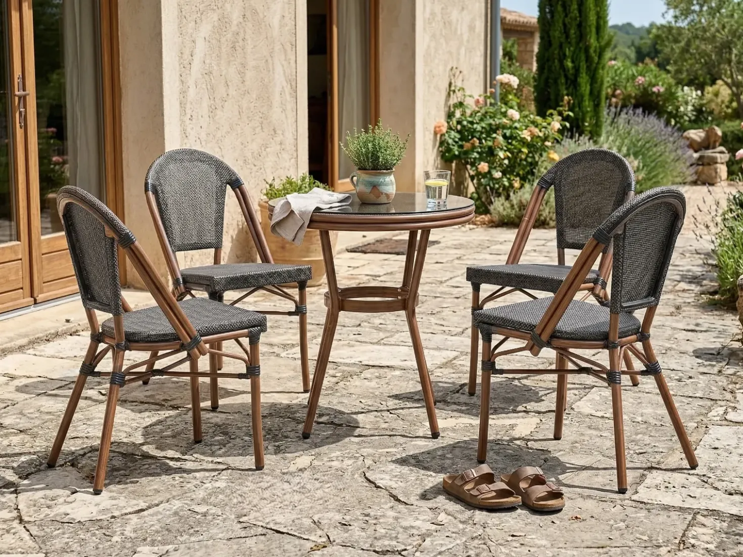 Tavolino Bistrot RIFREDDO 70 cm 70 cm Vetro temperato Grigio