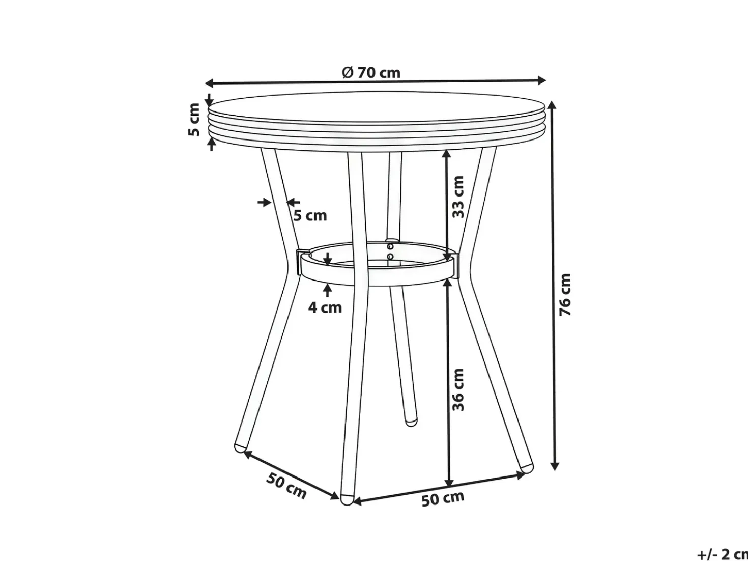 Tavolino Bistrot RIFREDDO 70 cm 70 cm Vetro temperato Grigio