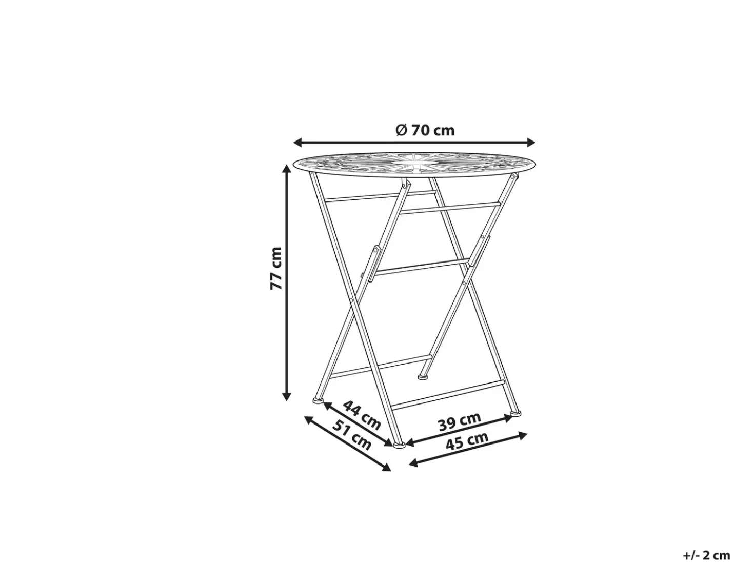 Tavolino Bistrot SCAFA 70 cm 70 cm Metallo Bianco