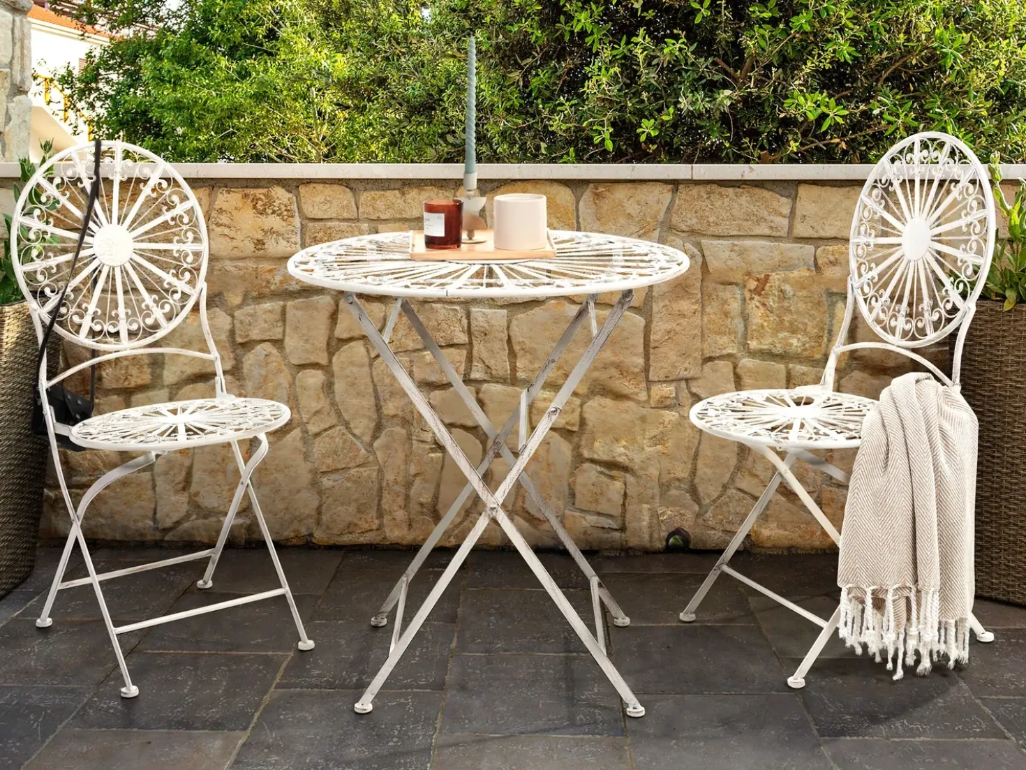 Tavolino Bistrot SCAFA 70 cm 70 cm Metallo Bianco