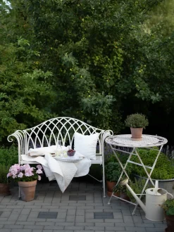 Tavolino Bistrot TRIESTE 70 cm 70 cm Metallo Beige chiaro