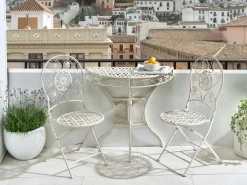 Tavolino Bistrot YAVIZA 80 cm 36 cm Metallo Beige chiaro