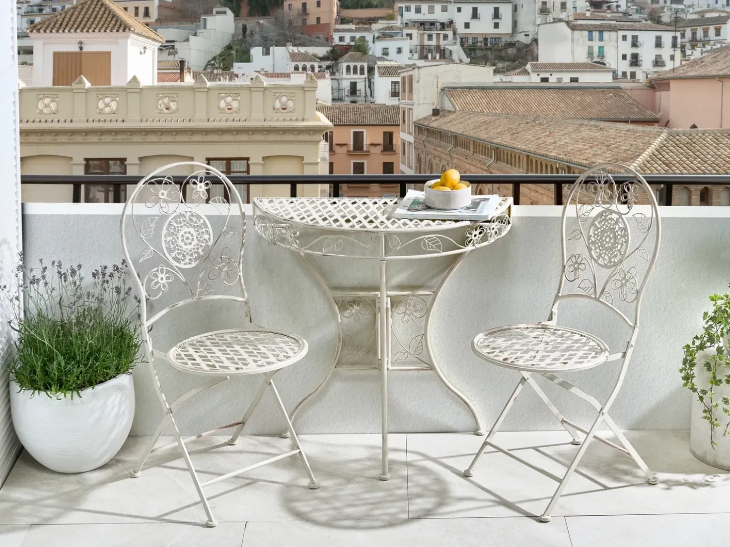 Tavolino Bistrot YAVIZA 80 cm 36 cm Metallo Beige chiaro