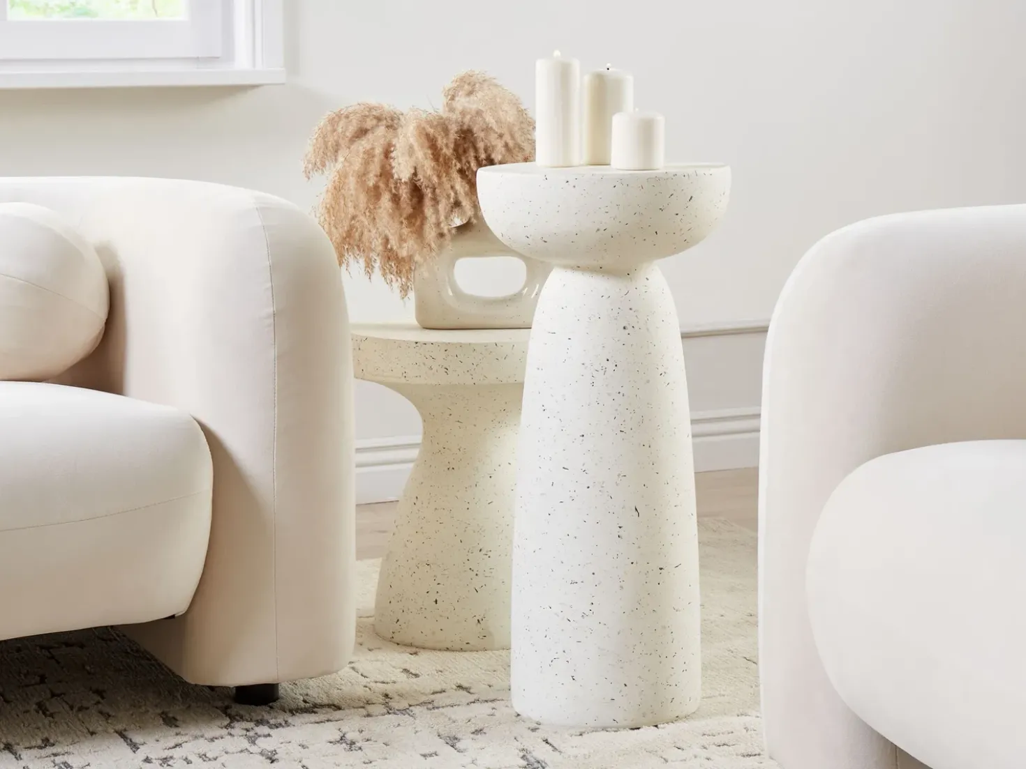 Tavolino CADINI 33 cm 33 cm Effetto terrazzo Terrazzo Bianco