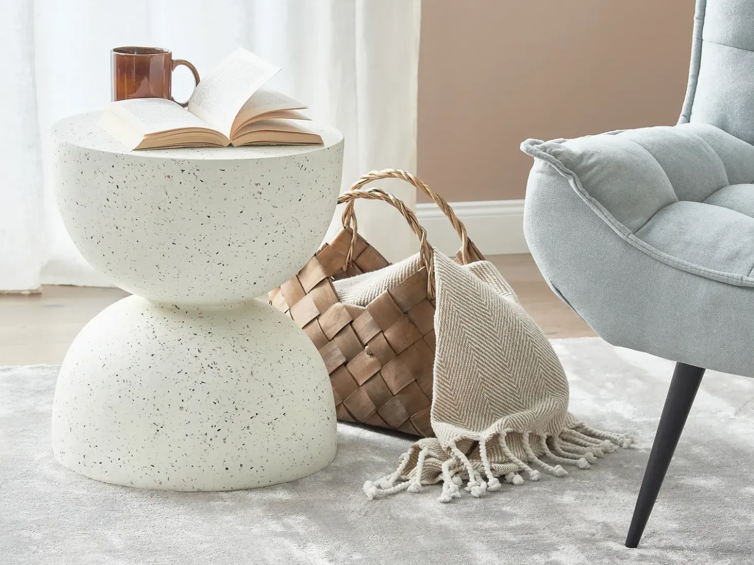 Tavolino CAORIA 40 cm 40 cm Effetto terrazzo Terrazzo Bianco