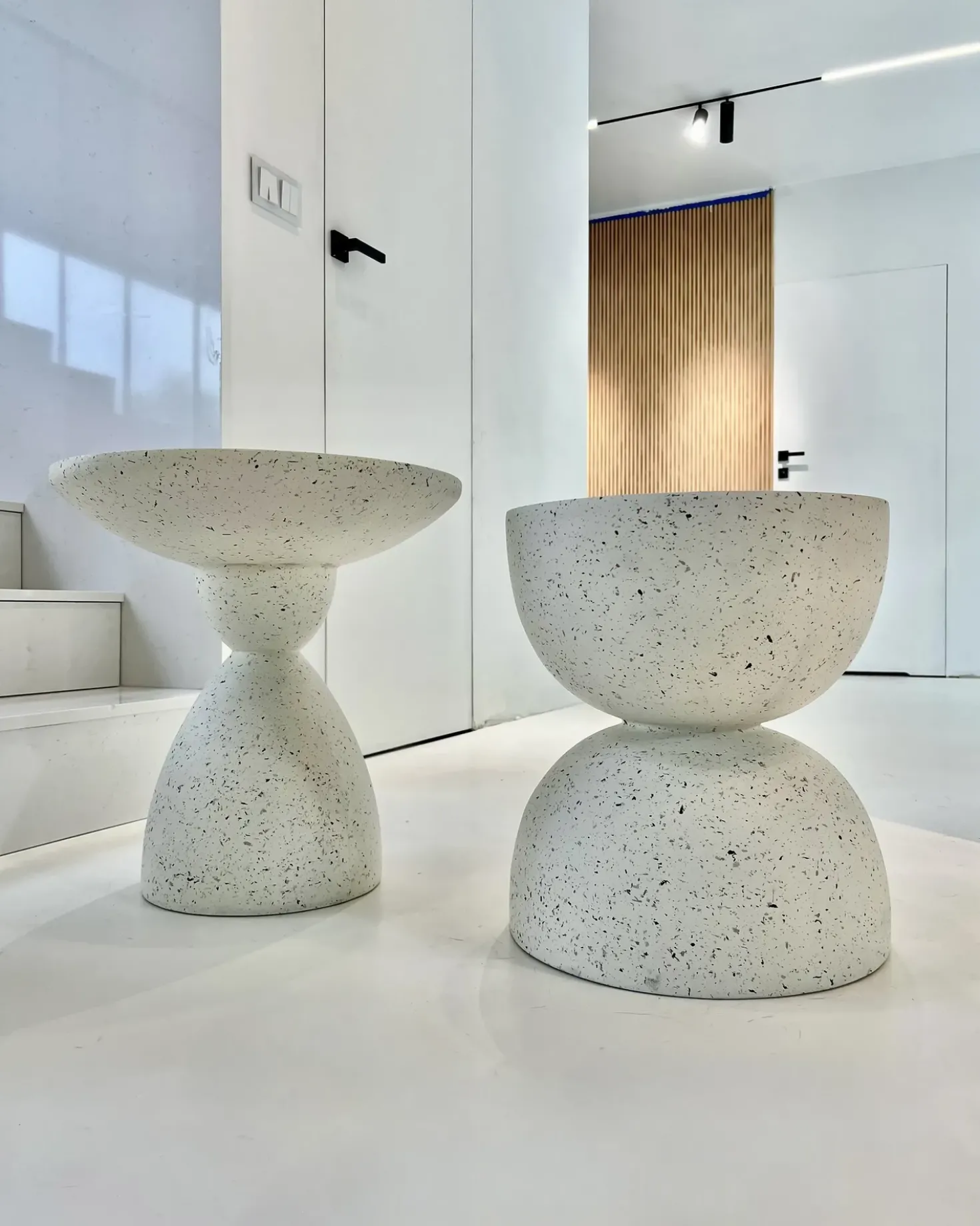 Tavolino CAORIA 40 cm 40 cm Effetto terrazzo Terrazzo Bianco