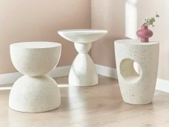 Tavolino CAORIA 40 cm 40 cm Effetto terrazzo Terrazzo Bianco