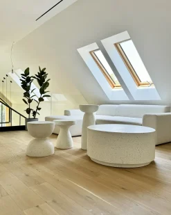 Tavolino CAORIA 40 cm 40 cm Effetto terrazzo Terrazzo Bianco