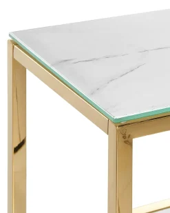 Tavolino consolle AZUSA Vetro temperato Marmo bianco