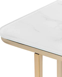 Tavolino consolle CALVERT Vetro temperato Marmo/Oro