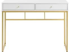 Tavolino consolle DAPHNE Bianco/Oro 100 cm 48 cm con Cassetti