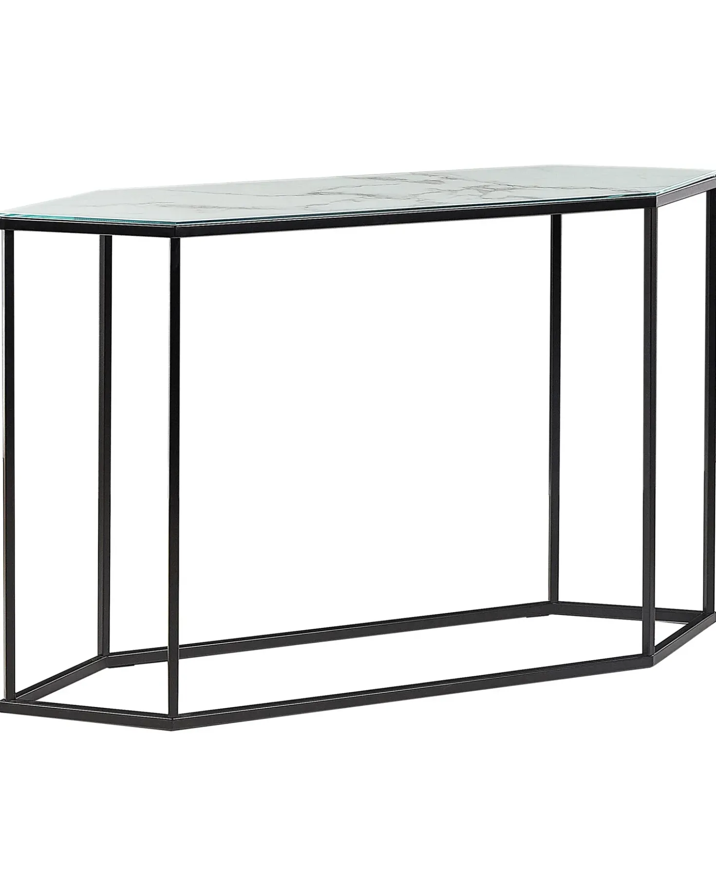 Tavolino consolle PERRIN Vetro temperato Marmo/Nero
