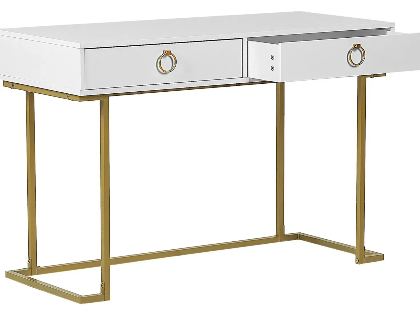 Tavolino consolle WESTPORT Bianco/Oro 115 cm 50 cm con Cassetti